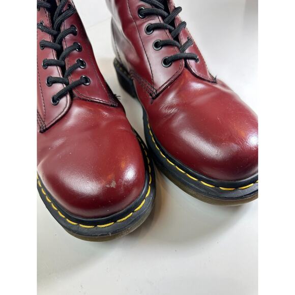 Doc Dr. Martens 1460 Leather Boots Cherry Red Lace Up US Women's Size 10 Men's 9 - Picture 9 of 16